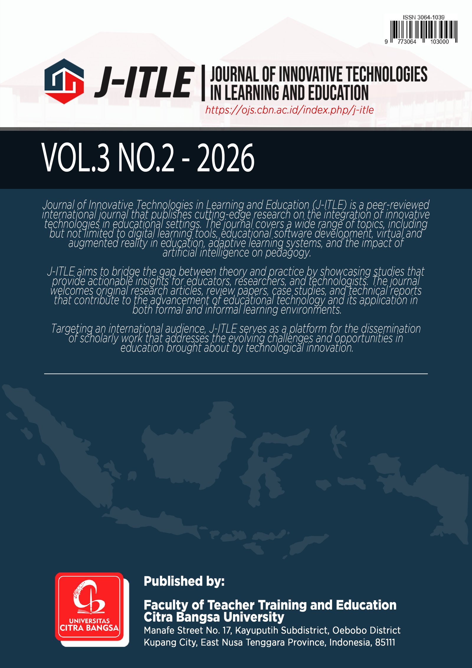 					View Vol. 3 No. 2 (2026): Journal of Innovative Technologies in Learning and Education - September 2026
				
